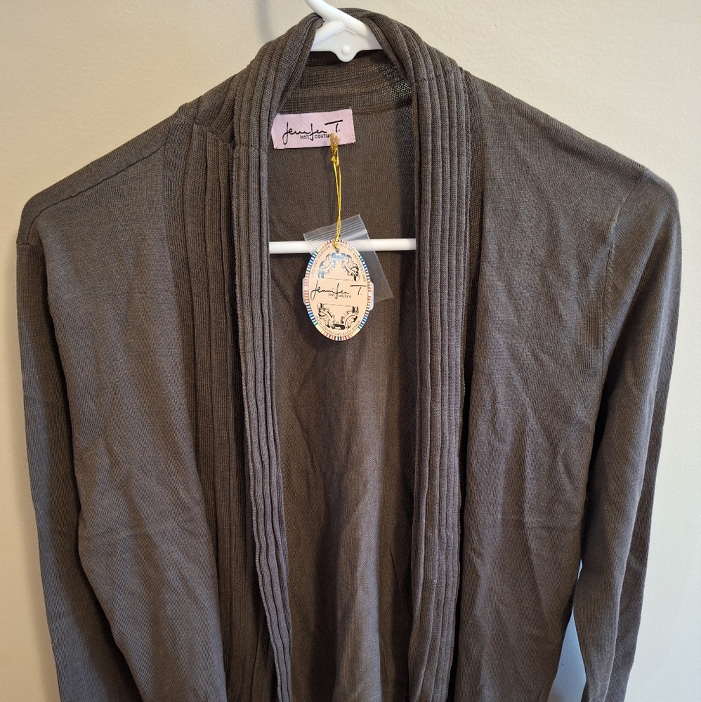 Jennifer T Knit Couture brown cardigan, new with tags